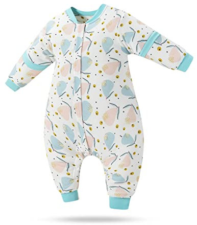 SONARIN Baby Schlafsack mit Füßen und Abnehmbare Ärmel,100% Baumwolle Babyschlafsack Weich und Warm Kinderschlafsack Winter für Kleinkinder Kinder 3 Monate bis 7 Jahre alt(Birne)