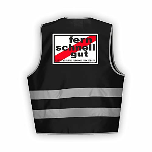 Fassbender-Druck WARNWESTEN - Sicherheitsweste SCHWARZ Warnweste nach EN ISO 20471 zertifiziert - Warn Weste FERNSCHNELLGUT - Unisex mit Reflektorstreifen (SCHWARZ I XL/XXL I 10er Set)