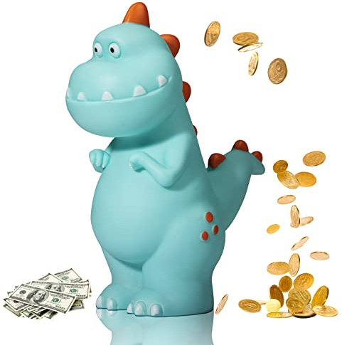 Dinosaurier Sparschwein Spielzeug, Sparschwein für Kinder, unzerbrechliche Dinosaurier Spardose, Blau Dinosaurier Kinder Sparschwein Spardose für Jungen Mädchen Kinder Spielzeug Geburtstag Geschenke