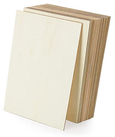 GOYADA 24 Pezzi Compensato 300 x 200 x 2mm Pannelli in Legno Compensato 2 mm Foglio di Legno per Fai Da Te Fatto a Mano, Modellismo, Laser, Incisione