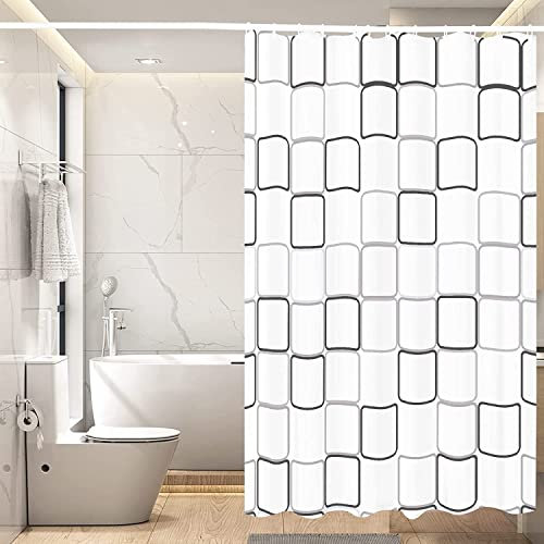 Miorkly Shower Curtain White,Anti-Mould Proof Resistant,Waterproof,Resistant Washable Christmas Bathroom Curtains,EVA,12 Hooks (W 200 x H 180 cm)