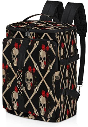 Blumen-Totenkopf-Sport-Rucksack für Männer und Frauen, Totenkopf-Vintage-Seesack mit Schuhfach für Fitnessstudio, Reisen, Wandern, Rucksack, multi, Einheitsgröße, Sportlich
