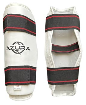 Taekwon-Do benskydd skydd, premiumkvalitet med elastiska remmar, karate/kickboxing/MMA (medium)