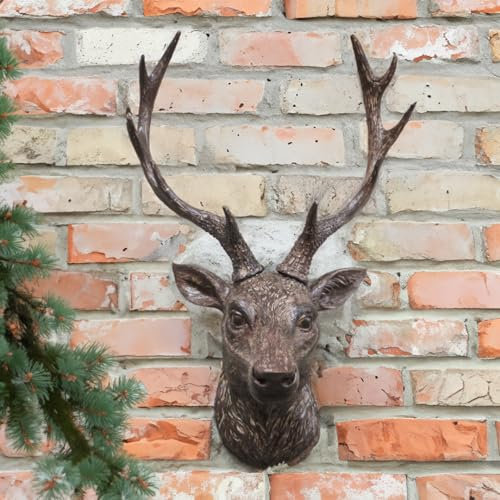 THE ENCHANTED GARDEN Wall Mounted Stag Head Home Decor Brown Resin Hanging Ornament Reindeer ornaments