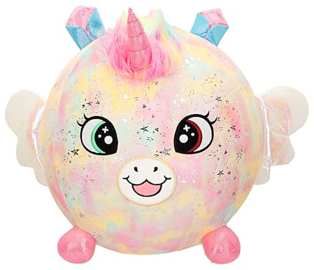 ColorBaby Biggies Riesiges Einhorn-Plüschtier, inkl. Fußpumpe, Überraschungsspielzeug, weicher Ball, Größe XXL, Tierspielzeug, Geschenk für Mädchen 3 Jahre
