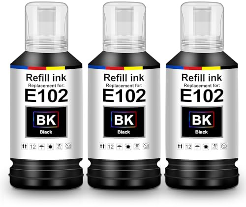 UniPlus Tinte Kompatibel für Epson E102 Schwarz Multipack Druckerpatronen | Kompatibel für Epson Ecotank ET-4850 ET-3950 ET-2850 ET-3850 ET-4950 ET-4856 ET-2856 ET-15000 ET-2750 ET-2851 ET-4956