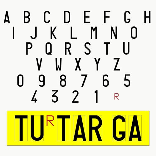 Autodomy Confezione Lettere e Numeri Adesivi per Targa Ripetitrice per Rimorchio e Carrelli Appendice Omologata 8x4 cm | Adesivo Targa Ripetitrice | Serie Completa Adesive