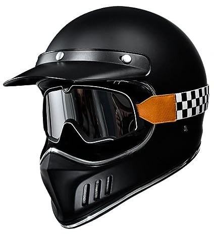 Retro Motorrad Jethelme DOT/ECE-Zugelassen, Motorrad Offener Integralhelme, Vintage Motorradhelm Motocrosshelme Mit Schutzbrille, Motorradhelm Herren Damen Für ATV UTV ( Color : B , Size : XXL=63-64cm