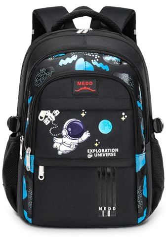 IvyH Zaino Scuola Elementare Bambino Zainetto Ragazzo Scuola Media,Zaino per Bambini Bambina Grande Capacità Impermeabile Zainetti Elementari dal Design Ergonomico,28L,Nero