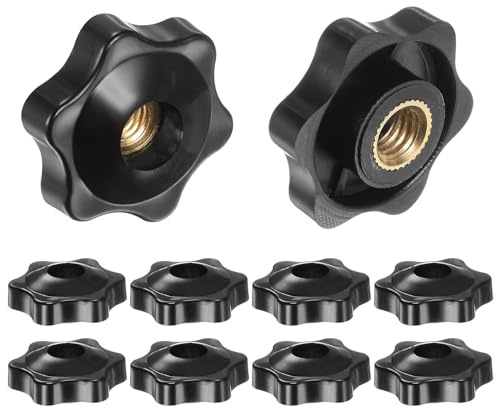 QUARKZMAN 10 Stück Sterngriffmutter M8 Flügelmuttern mit Gewinde, Rändelmutter Handgriff Durchgangsloch Klemmmutter 32mm Spannknopf für Werkzeugmaschinen Anlagen Fitnessgeräte, Schwarz