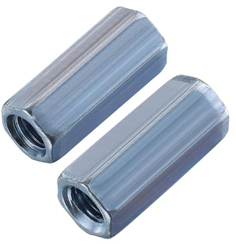 Wensilon(20 pcs) 1/2-13 Coupling Nuts zinc, Extended Hexagon Plated Steel Rod Coupling Nuts