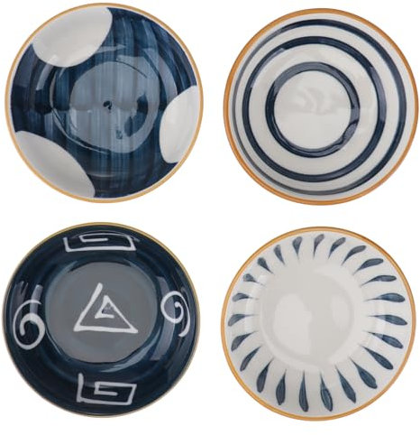 Hoement 4pcs Japanese Design Ceramic Seasoning Dishes Compact for Restaurant and Home