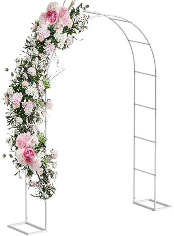 Große Gartenlauben Hochzeitsbogen Rosenbogen aus Metall für Kletterpflanzen Laube Pergola Spalier Weinreben Torbogen Ballonbogen für den Außenbereich H 2,2/2,3/2,4 m