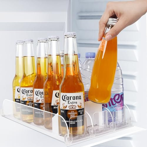 SWOURT Kühlschrank Organizer Dose-für kühlschrank organizer, 3/4/5Reihen Getränke Getränkeorganisation Automatisch für Kühlschränke,geeignet für Küche,Abstellraum (3-Reihen)