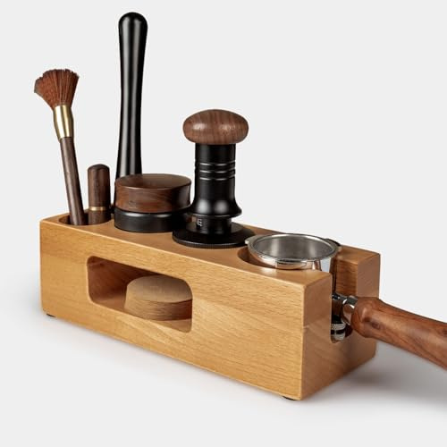 Guolich Tamperstation, Tamper Station aus Buchenholz für Siebträger 51 mm / 54 mm, Tamping Station für Espresso Kaffeemaschine Barista Zubehör,Kaffee-Tamperhalter,Barista Station