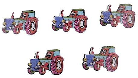 VILLCASE 50 Stück Selbstgemacht Holzknöpfe Traktor 2-loch Knöpfe Zum Annähen Cartoon Design Holzknöpfe Für Scrapbooking Basteln Nähen