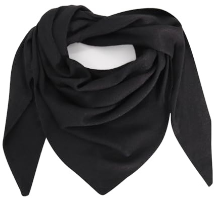 Glamexx24 Damhalsduk trekantig halsduk dam halsduk varm stickad halsduk mysig vinterhalsduk i många färger mjuk bekväm att bära, svart, one size