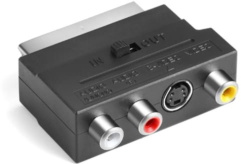 Yewseas Scart Per 3x Jacks IN OUT Switcher + S-Video S-Vhs, Convertitore Audio e Video, Adattatore Scart Commutabile Maschio-Femmina, Compatibile con TV, Console e Lettori DVD