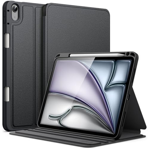 JETech Custodia per iPad Air 11 Pollici M3/M2 (2025/2024), iPad Air 5/4 (2022/2020 5a/4a 10,9 Pollici) con Portapenne, Sottile Folio Supporto Cover, Multi-Angolo Visualizzazione (Nero)