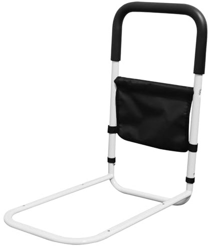 Barandillas de Cama de 49 cm de Altura para Adultos Mayores, con Capacidad de Carga de 136 kg y Bolsa de Almacenamiento extraíble, pasamanos Antideslizantes.