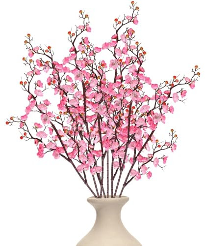 byepica Uieke, rami di prugno artificiali alti 91,9 cm, 8 fiori di ciliegio finti per vasi, decorazione floreale in seta