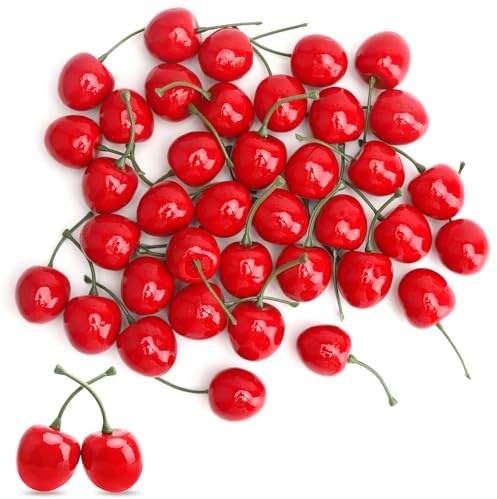 40 ciliegie artificiali, decorazione ciliegie, ciliegie, decorazione da tavolo, decorazione per la casa, la cucina, le feste, la scrivania