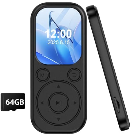 Lvcdodvd MP3 Players with Bluetooth 64GB TF Card Music Player MP3 & Digital Audio Players with Ultra-HD Screen Recorder E-Book FM Radio Support up to 256GB TF Card Black