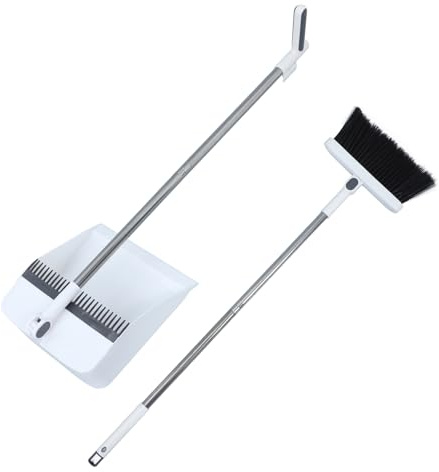 Veemoon Set de Balai et Pelle Pliable pour Cuisine Ensemble de Nettoyage avec Manche Long Acier Inoxydable Pelle à Déchets pour Bureau et Maison Non Adhérent et Pratique