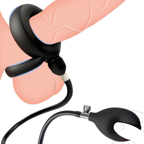 Anillo Inflable para Pene y Testículos Cock Ring que Mejora el Placer | Anillo Erección de Silicona Ajustable Masturbador Masculino Juguetes Sexuales for Adultos Hombre