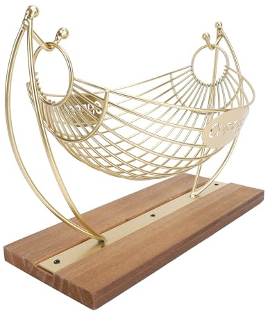 SUNGOOYUE Hamac en Fer Porte-dosette de café élégant avec Base en Bois, Panier de Rangement Pratique pour Capsules de café pour 18 Dosettes