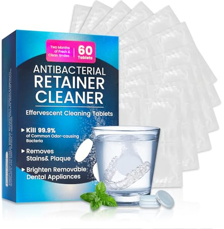 60 Piece Cleaning Tablets,Effectively Remove Stains, Quick Cleaning of Braces, Suitable for Daily use