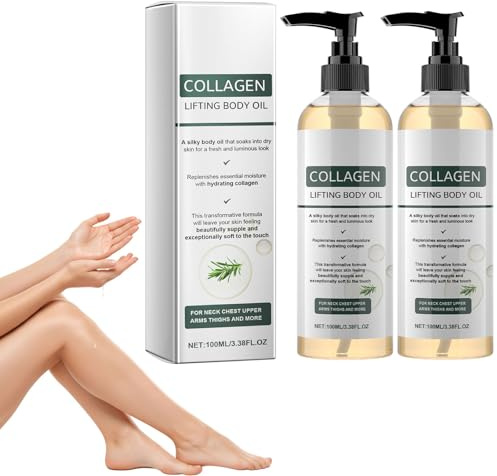 Huile Corporelle Liftante au Collagène Huile de Corps Raffermissante pour la Peau Hydratation et Nutrition Intenses, Atténue Visiblement les Ridules et Illumine le Teint,100ml (2 Piece)