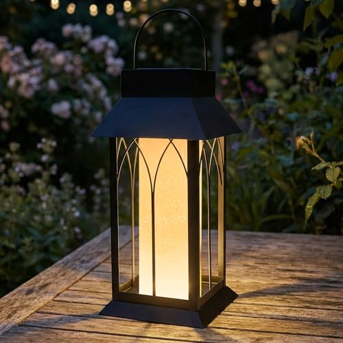 pearlstar Solarlampen für außen hängend/stehend, Solar Laternen für draußen wetterfest, Metal Solarleuchten Garten Deko für Balkon Terrasse Camping