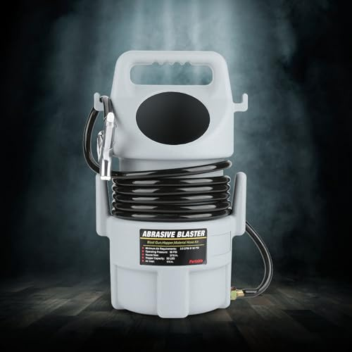 ZJchao Sabbiatrice Elettrica Kit Sabbiatrice Pneumatica con Tubo da 15 Piedi e Tramoggia da 50 Libbre Pistola Portatile per Sabbiatura per Rimozione di Ruggine e Vernice