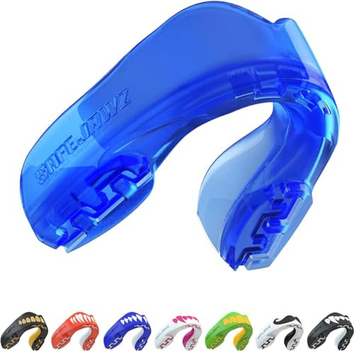 SafeJawz Elements Sports Mouthguard, Dual Layer Premium Protection Adult and Junior Gum Shield with Case for Boxing, MMA, Rugby, Martial Arts, Judo and All Contact Sports (Ice, Adult (12+))