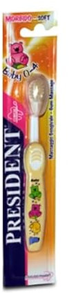 President 1 SPAZZOLINO DA DENTI PER BAMBINI Setole morbide con punte arrotondate, testina piccola e compatta per una corretta pulizia e un delicato massaggio gengivale (colori assortiti)
