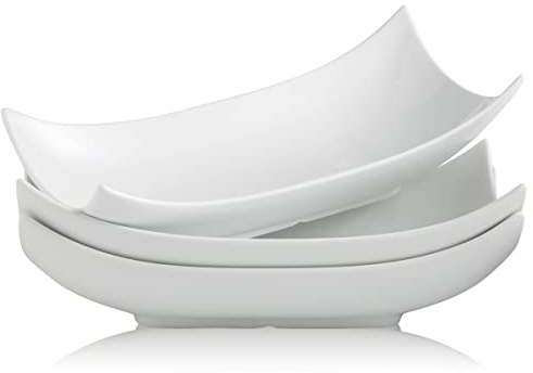 Gomakren Serving Platters Serving Bowls Set Turkey Serving Platter Porcelain Serving Dishes For Entertaining Special Curved Deep Large Mothers Day Thanksgiving Dishes Gifts Set of 3 White 12 Inch