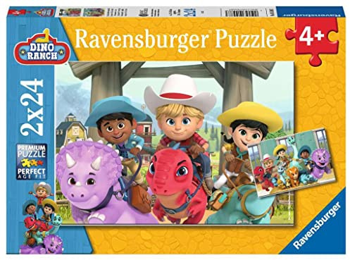 Ravensburger Kinderpuzzle 05588 - Dino Ranch Freundschaft - 2x24 Teile Dino Ranch Puzzle für Kinder ab 4 Jahren
