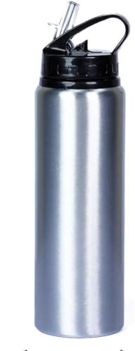 Sports Water Bottle with Straw 750ml Reusable Durable Metal Water Bottle | Modern Cap Design Bottle – For Gym School Office Outdoor Travel