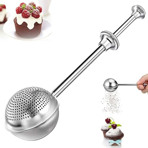 304 Stainless Steel Flour Powder Filter Spoon, Baker Dusting Wand For Sugar Flour Spices, Sourdough Bread Baking Supplies, Flour Sugar Powder Spoon Kitchen Tools Baking Sifters Baking Tools, 1