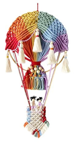 XLWLLNJ Decorazione Murale con Mongolfiera in macramè Boho, Multicolore