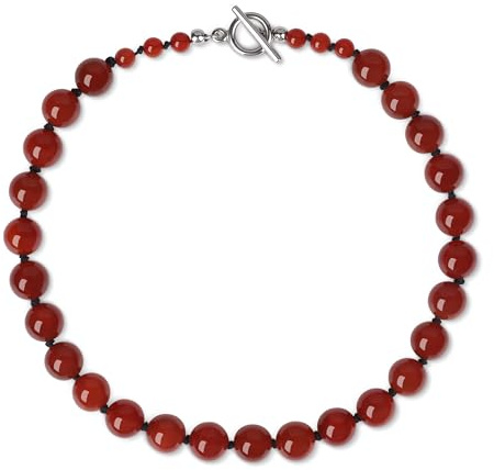 GAVU Collar para Mujer con Cuentas de Cornalina Anudadas a Mano, Gargantilla de Cornalina para Mujer con Cierre OT 40cm