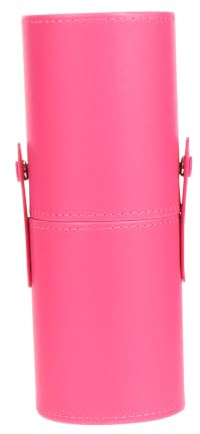 Cabilock Boîte de Rangement pour Pinceaux de Maquillage Petite Taille en PU Rose Fuchsia Couvercle Anti-Poussière, Seau Multifonction Portable, Organiseur Cosmétique pour Voyage et Salle
