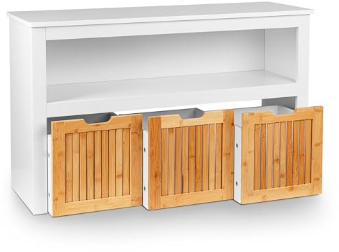 ONVAYA Sideboard mit Rollboxen - Praktisches Kinder Bücherregal und Kuscheltier Aufbewahrung - Modernes Spielzeugregal inkl. 3 Aufbewahrungsboxen - Durchdachtes Kinderregal als Spielzeug Organizer