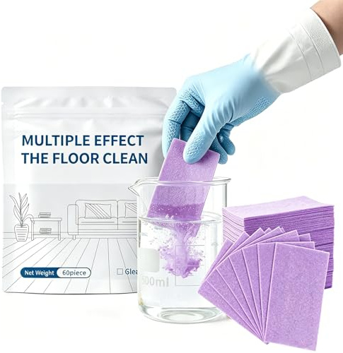 60/100 tabletas de limpieza de pisos limpiador multisuperficie, tabletas de limpieza solubles en agua para trapear, para pisos de madera dura y laminados (Lavender,100)