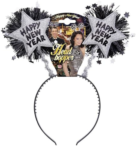 WIDMANN MILANO PARTY FASHION - Haarreif Happy new Year, Accessoire, Glitzer, Kopfschmuck, Haarschmuck, Silvester, Neujahr