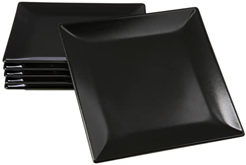 Midnight Square Coupe Plates Black 18cm - Pack of 6 | Stoneware Plates