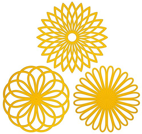 ME.FAN Silicone Trivet Mat - Kitchen Hot Pads for Pots & Dish - Insulated Teapot Trivet - Flexible, Durable, Non-Slip Large Coasters 3 Set Yellow