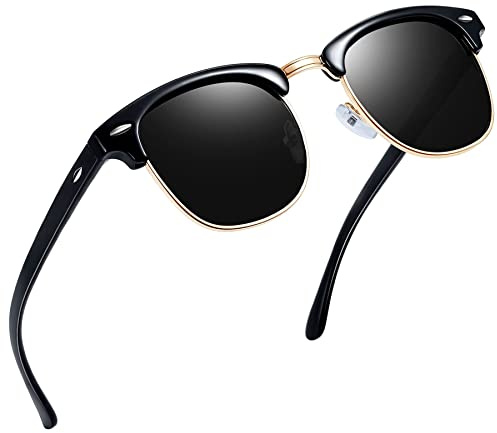 Joopin Klassiska Solglasögon Herr Dam med UV 400-skydd och Retro Halvram Solglasögon Polariserade Fiske Sunglasses Unisex för Fiske Körning Golf Blank Svart Ram