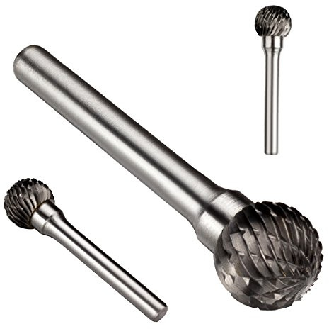 sourcing map Doppelschnitt Wolframkarbid Rotary File 9/16Kopf 6mm Schaft Kugel geformt DE de